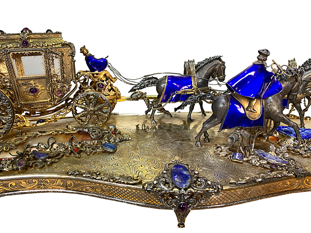 AUSTRO-HUNGARIAN SILVER GEMS AND ENAMEL CARRIAGE SET