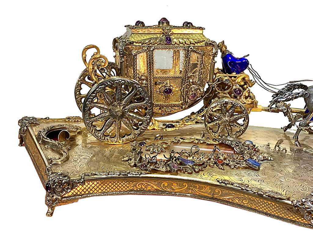 AUSTRO-HUNGARIAN SILVER GEMS AND ENAMEL CARRIAGE SET