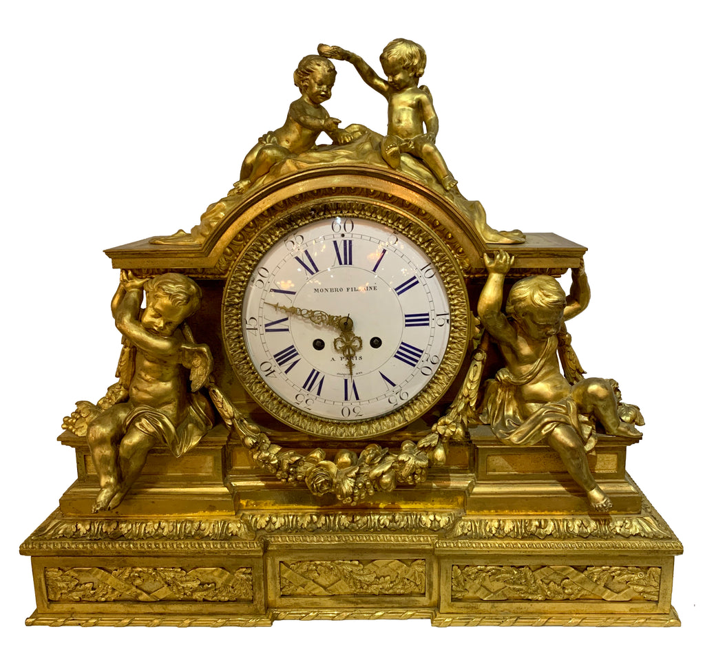 19th century ormolu figural clock by Monbro Aine & Picard
