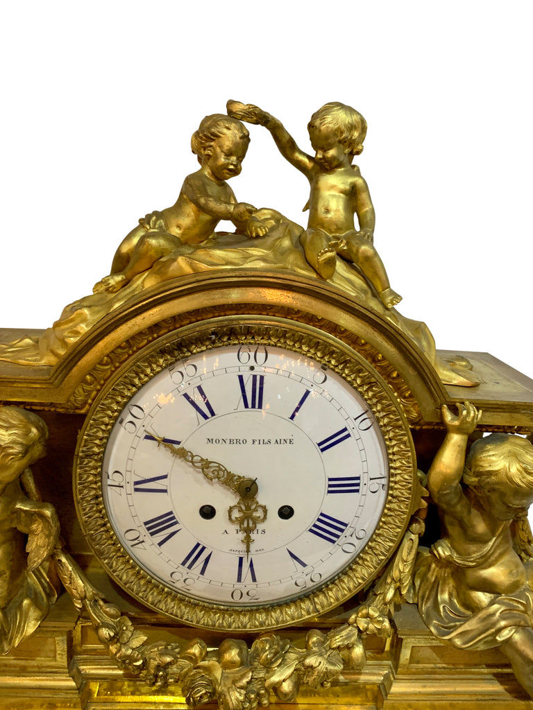 19th century ormolu figural clock by Monbro Aine & Picard