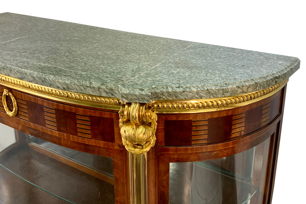 French ormolu mounted D-shaped commode / vitrine