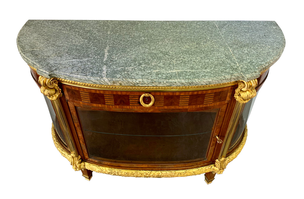 French ormolu mounted D-shaped commode / vitrine