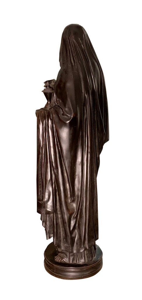 Large patinated bronze figure of a classical lady