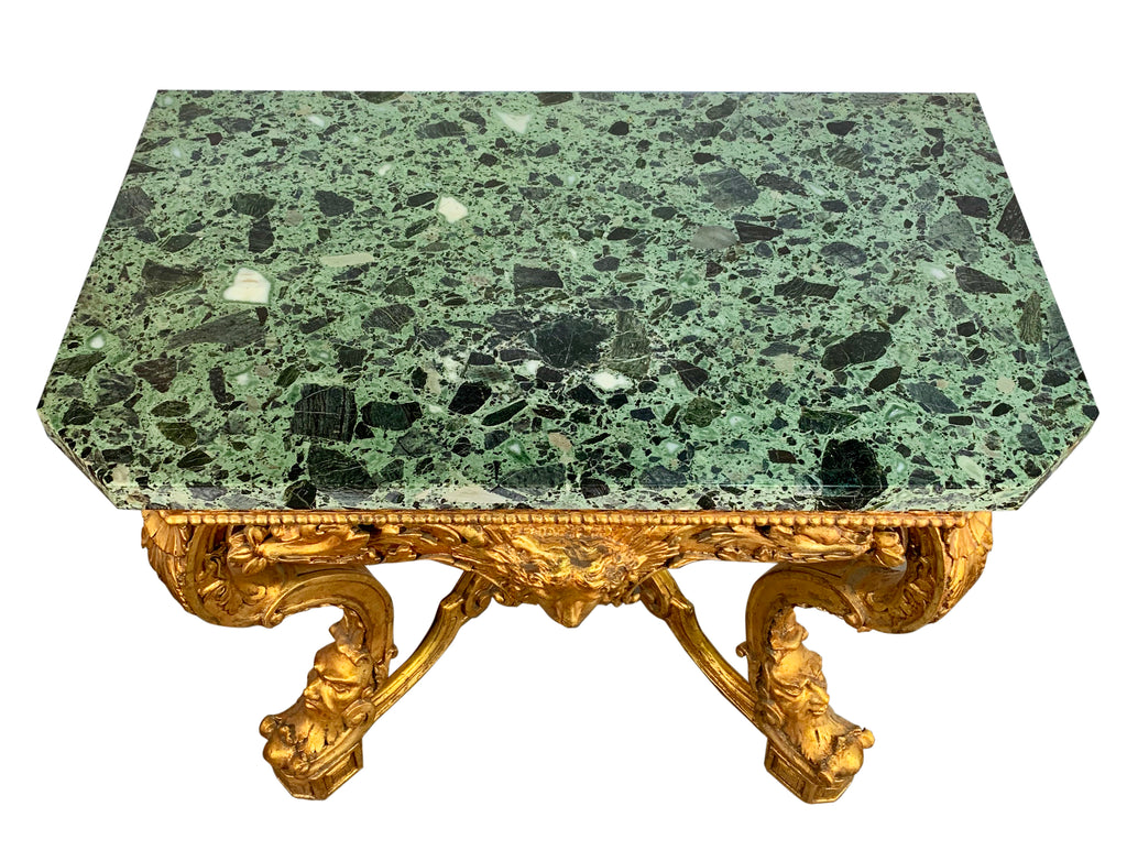 19th century Italian carved giltwood marble top console table