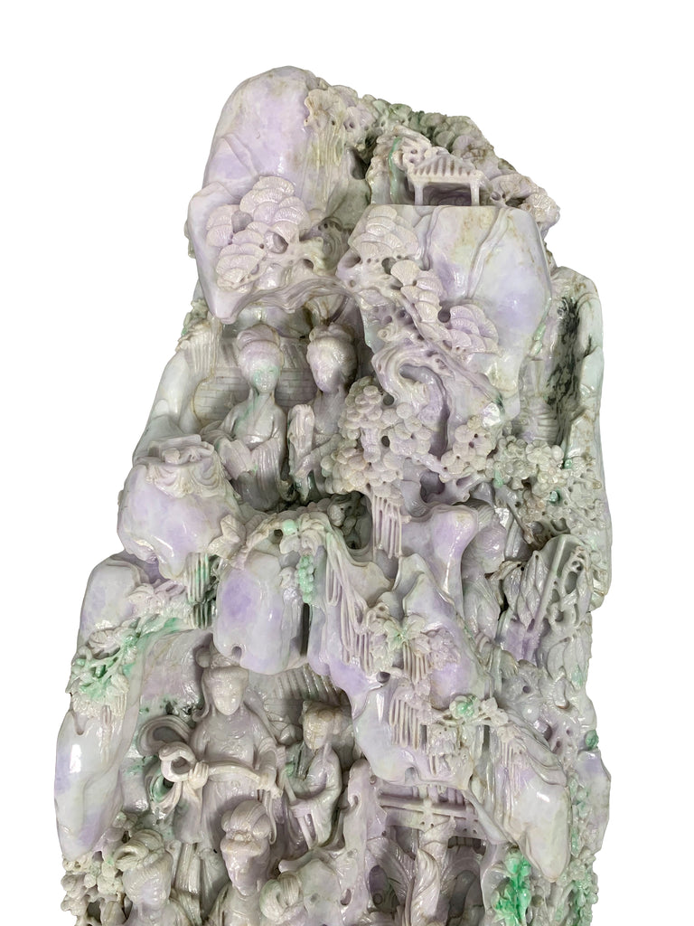Large Chinese carved Jadeite jade group depicting the immortals