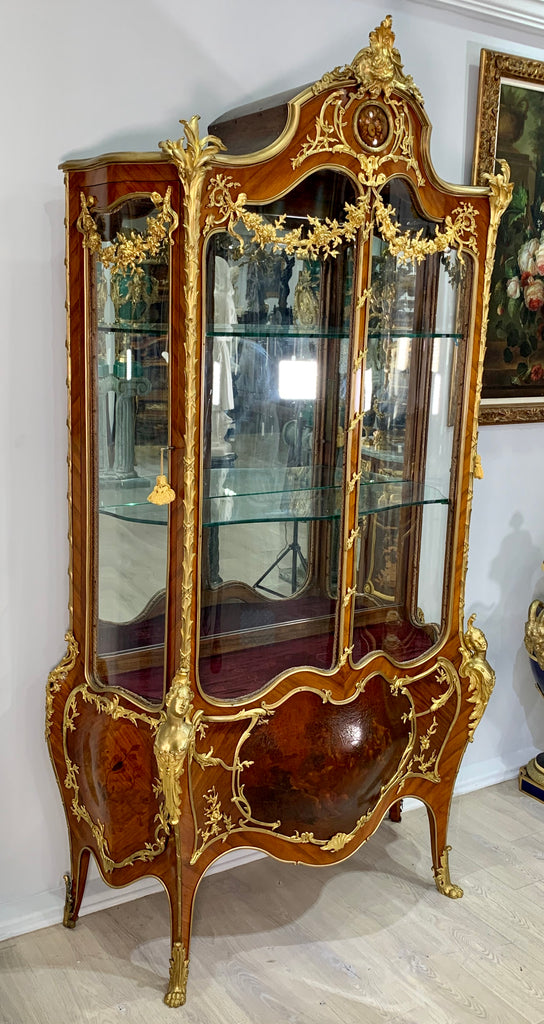 A Very Fine French 19th Century Ormolu-Mounted Louis XV Style Double-Door Vitrine