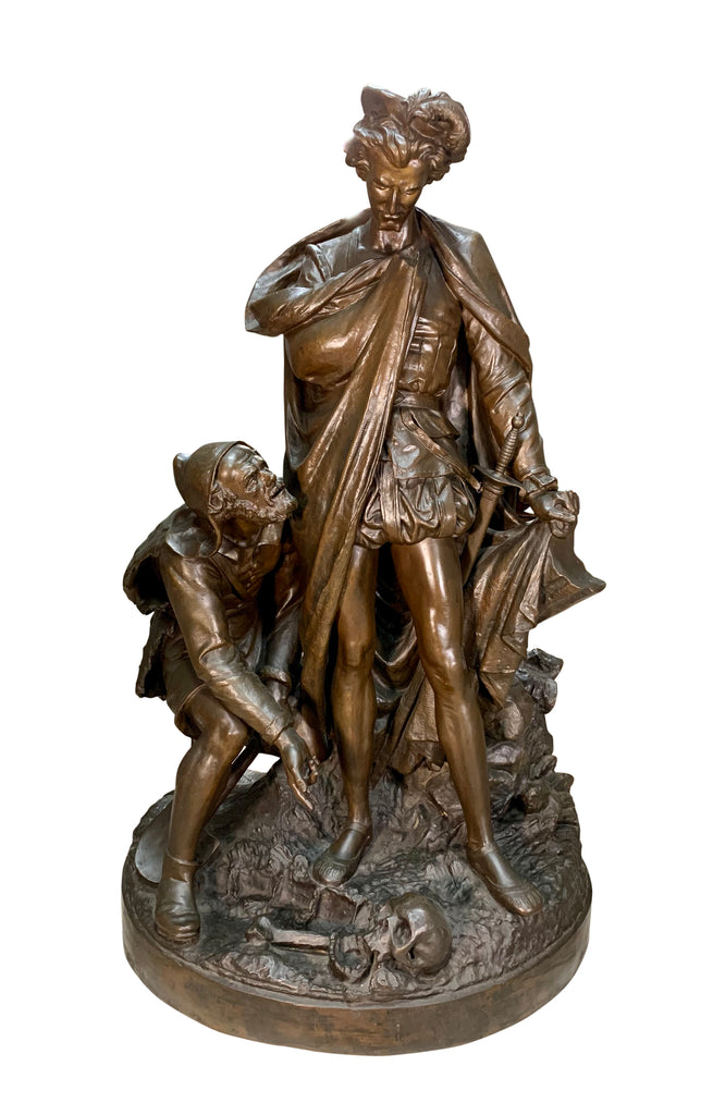 Large 19th Century French Bronze "Prince Hamlet & the Gravedigger, Shakespeare"
