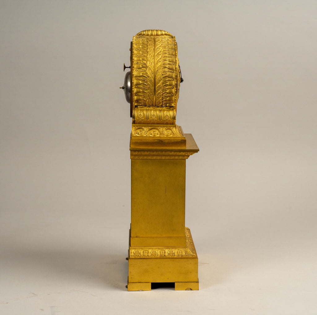 FRENCH EMPIRE STYLE GILT BRONZE MANTEL CLOCK, 19TH CENTURY