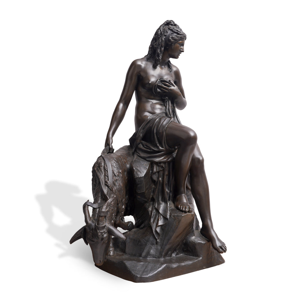 French Bronze Sculpture "Amalthea and Jupiter's Goat" after Pierre Julien
