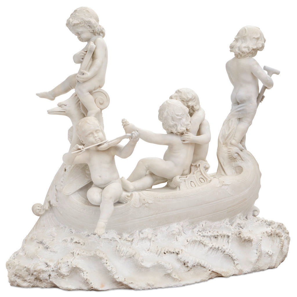 Large 19th century marble group,  'The Love Boat'