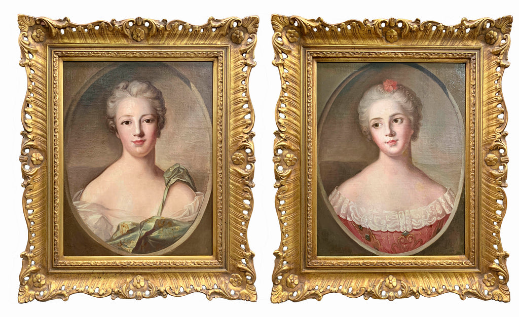 Pair of late 18th century English oil painting - "Sisters"