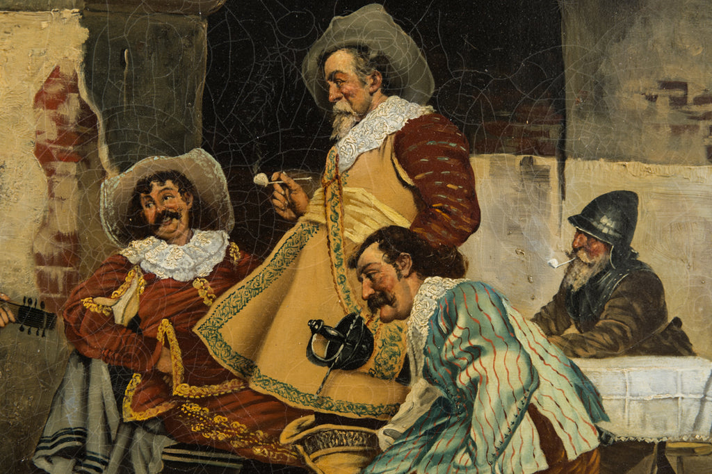 19th Century Painting of Musketeers in an Interior