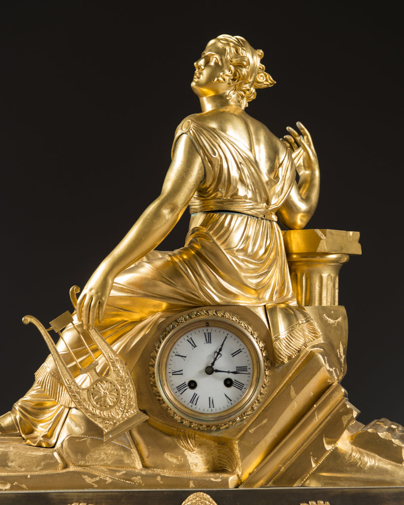 FRENCH LOUIS XV STYLE ORMOLU BRONZE MANTEL CLOCK, 19TH CENTURY