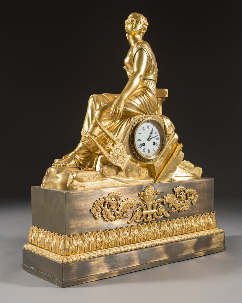 Large 19th Century French Gilt Bronze Figural Mantel Clock