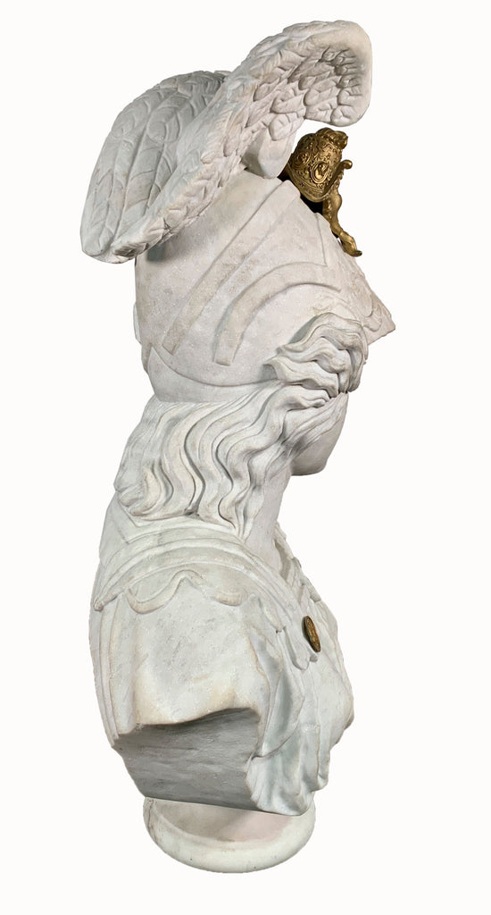 large marble and bronze bust of Minerva goddess of wisdom