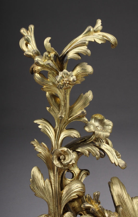 A Pair of French Gilt Bronze Rococo Style Chenets