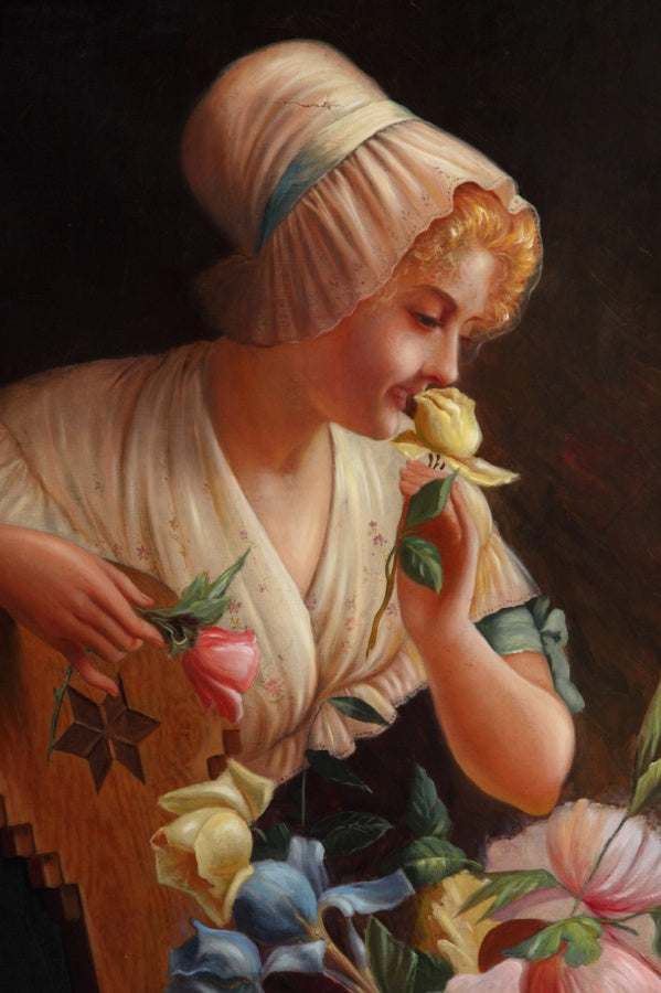 Italian Portrait of a Lady with a Basket of flowers