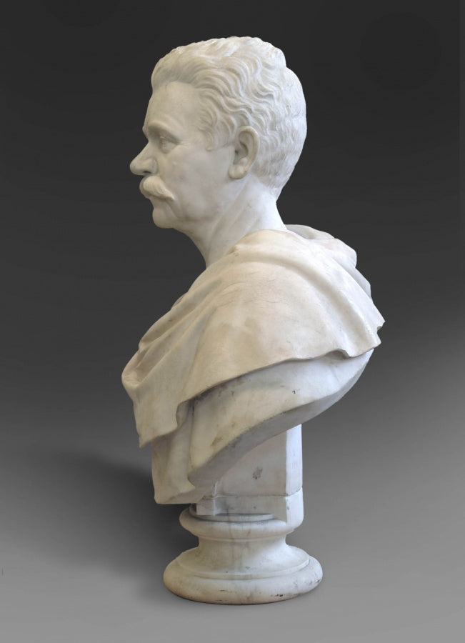 A Carved White Marble Figure of a Gentlemen by Randolph Rogers