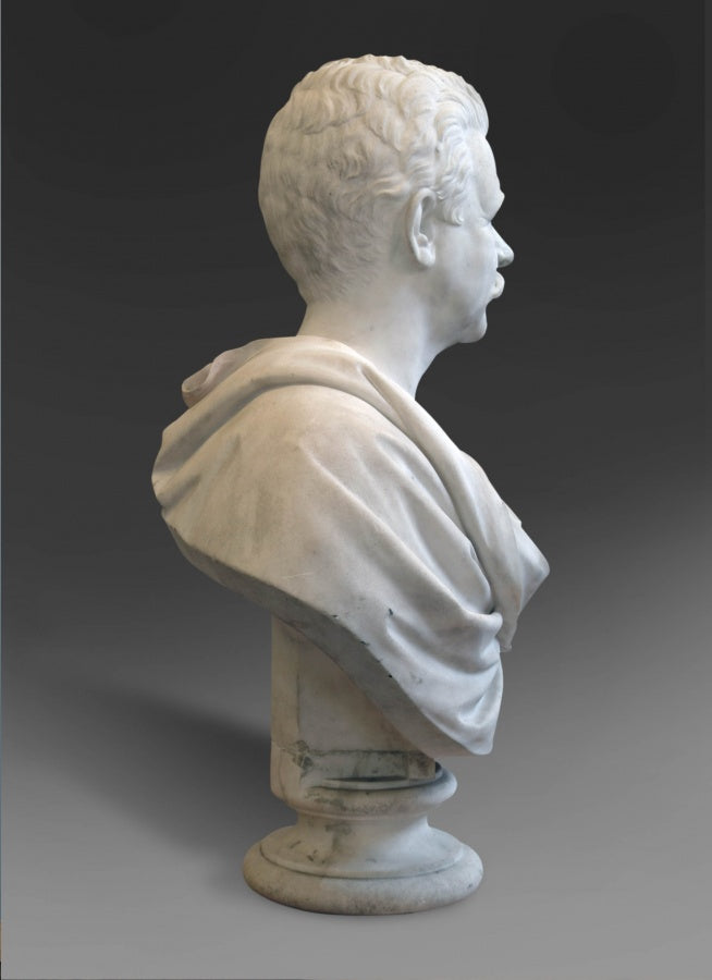 A Carved White Marble Figure of a Gentlemen by Randolph Rogers