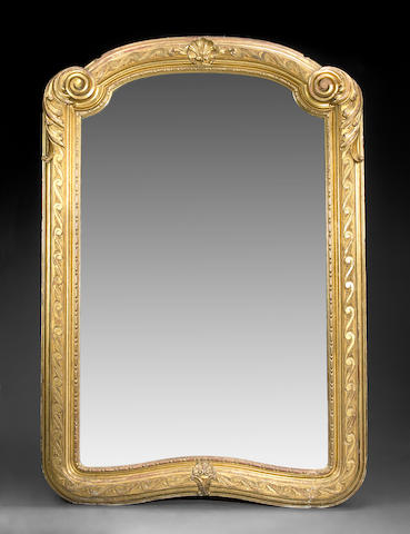 A PALATIAL FRENCH ART NOUVEAU STYLE GILT-WOOD CARVED MIRROR