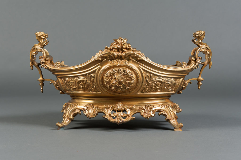 A Large French Rococo Gilt Bronze & Figural Centerpiece