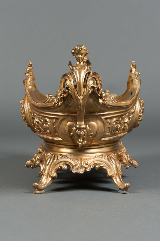 A Large French Rococo Gilt Bronze & Figural Centerpiece