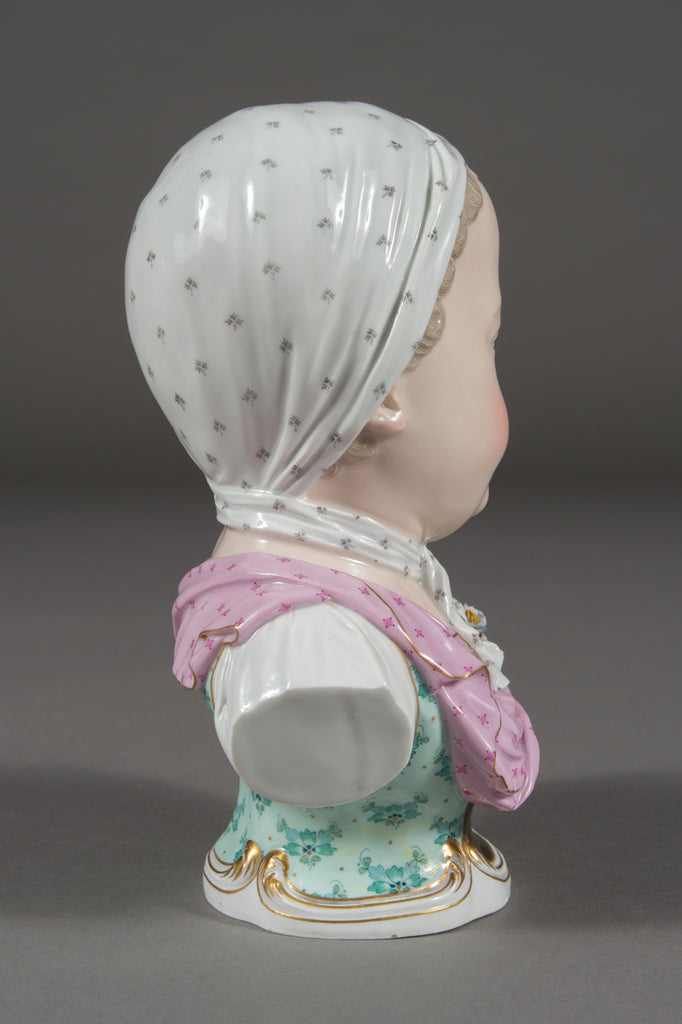 An Antique Meissen Porcelain Portrait Bust of a Bourbon Child
