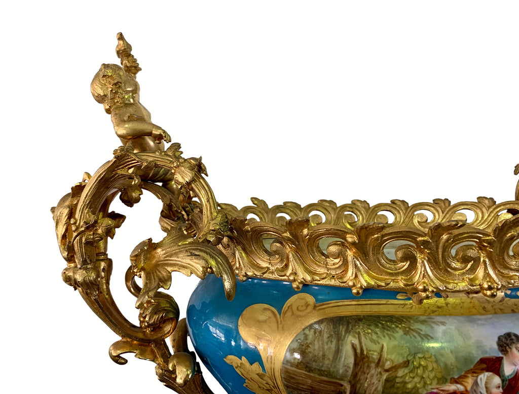 19th century French Sevres style Porcelain Ormolu Mounted Figural Centerpiece